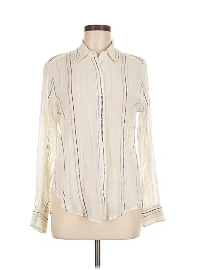 Pre-owned Michael Stars Long Sleeve Blouse In White