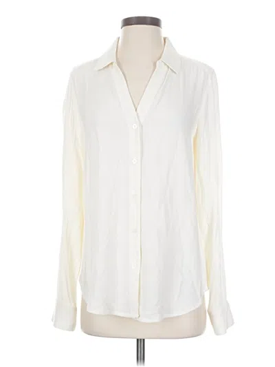 Pre-owned Michael Stars Long Sleeve Blouse In White