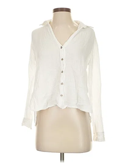 Pre-owned Michael Stars Long Sleeve Blouse In White