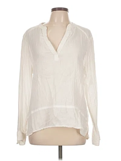 Pre-owned Michael Stars Long Sleeve Blouse In White