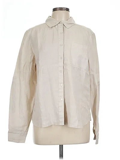 Pre-owned Michael Stars Long Sleeve Button Down Shirt In Ivory