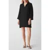 Michael Stars Long Sleeve Gauze Tunic Dress In Black