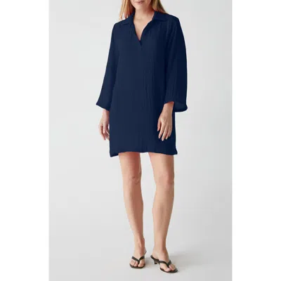Michael Stars Long Sleeve Gauze Tunic Dress In Nocturnal