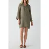 Michael Stars Long Sleeve Gauze Tunic Dress In Olive