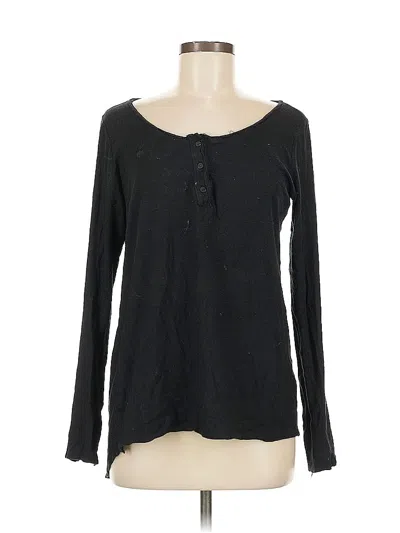 Pre-owned Michael Stars Long Sleeve Henley Shirt In Black