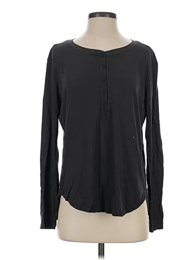 Pre-owned Michael Stars Long Sleeve Henley Shirt In Black
