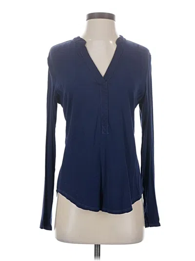 Pre-owned Michael Stars Long Sleeve Henley Shirt In Blue