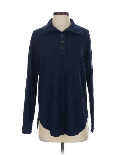 Pre-owned Michael Stars Long Sleeve Polo Shirt In Blue
