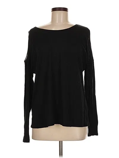 Pre-owned Michael Stars Long Sleeve Top Black Cold Shoulder Neckline Tops