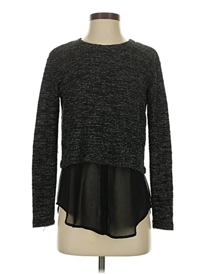 Pre-owned Michael Stars Long Sleeve Top Black Crew Neck Tops