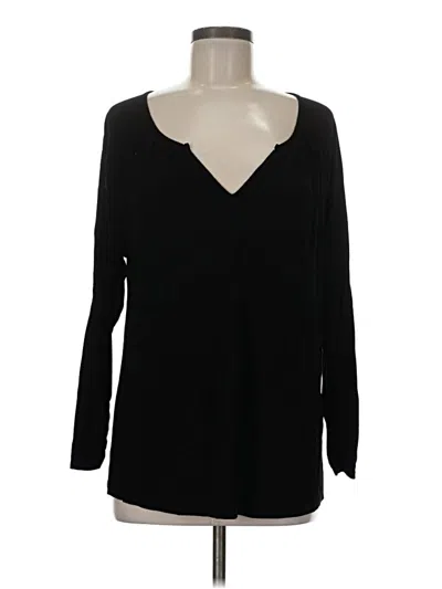 Pre-owned Michael Stars Long Sleeve Top Black Plunge Neckline Tops