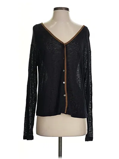Pre-owned Michael Stars Long Sleeve Top Black Plunge Neckline Tops