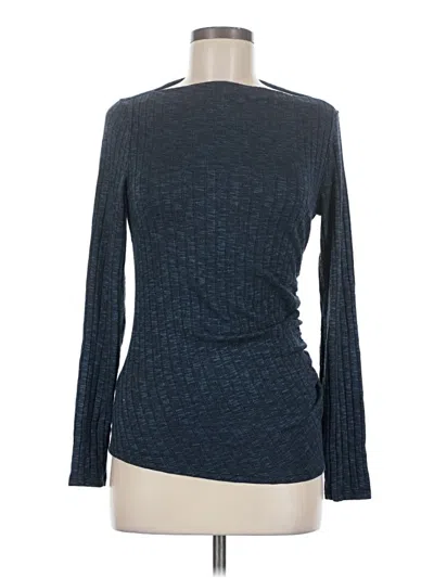 Pre-owned Michael Stars Long Sleeve Top Blue Turtleneck Tops