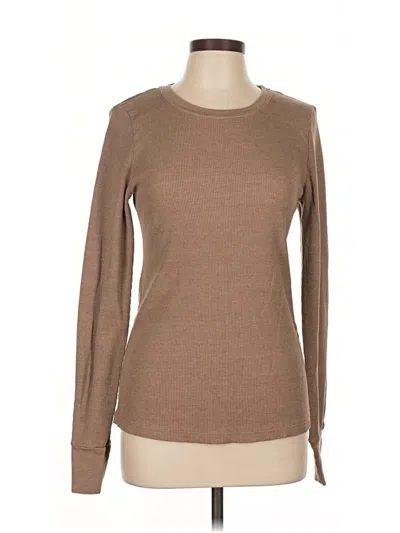 Pre-owned Michael Stars Long Sleeve Top Brown Crew Neck Tops