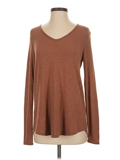 Pre-owned Michael Stars Long Sleeve Top Brown Scoop Neck Tops