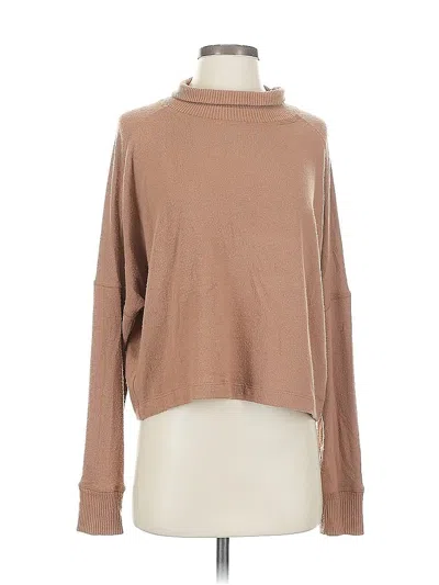 Pre-owned Michael Stars Long Sleeve Top Brown Turtleneck Tops