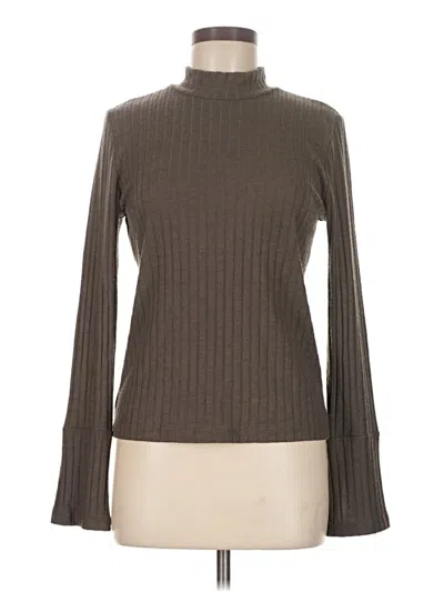 Pre-owned Michael Stars Long Sleeve Top Brown Turtleneck Tops