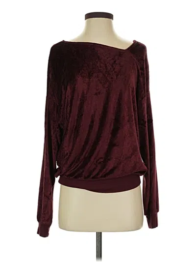 Pre-owned Michael Stars Long Sleeve Top Burgundy One Shoulder Neckline Tops