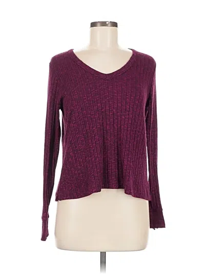 Pre-owned Michael Stars Long Sleeve Top Burgundy V Neck Tops