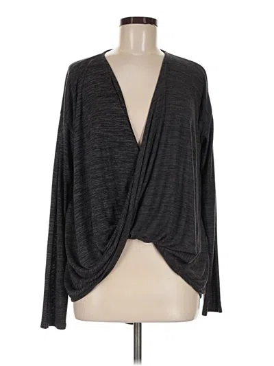 Pre-owned Michael Stars Long Sleeve Top Gray Plunge Neckline Tops