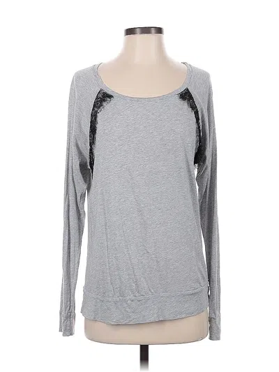 Pre-owned Michael Stars Long Sleeve Top Gray Sweetheart Neckline Tops