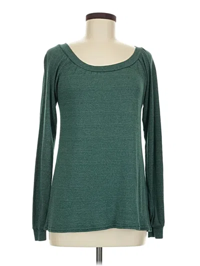 Pre-owned Michael Stars Long Sleeve Top Green Scoop Neck Tops