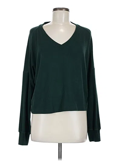 Pre-owned Michael Stars Long Sleeve Top Green V Neck Tops
