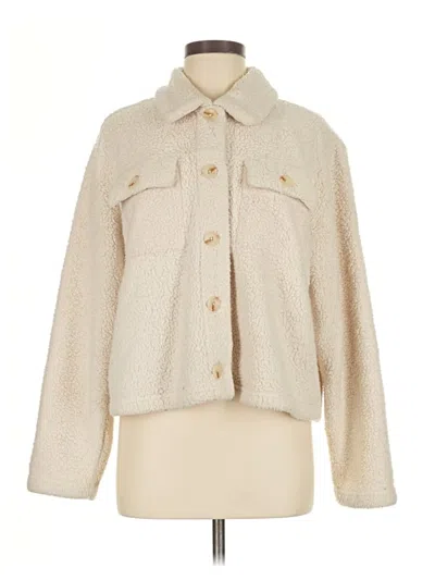 Pre-owned Michael Stars Long Sleeve Top Ivory Square Neckline Tops