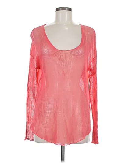 Pre-owned Michael Stars Long Sleeve Top Pink Scoop Neck Tops