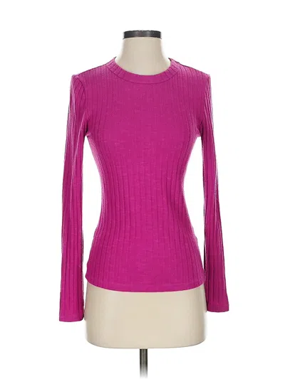 Pre-owned Michael Stars Long Sleeve Top Pink Turtleneck Tops