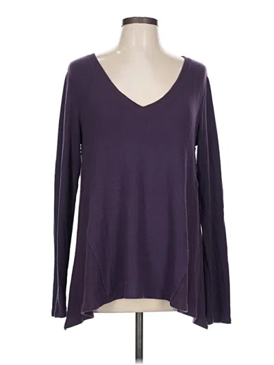 Pre-owned Michael Stars Long Sleeve Top Purple V Neck Tops