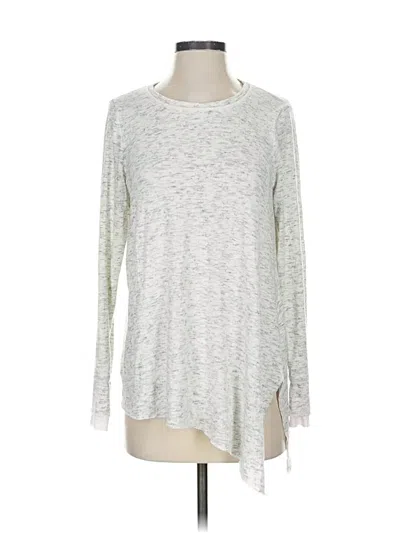 Pre-owned Michael Stars Long Sleeve Top Silver Crew Neck Tops