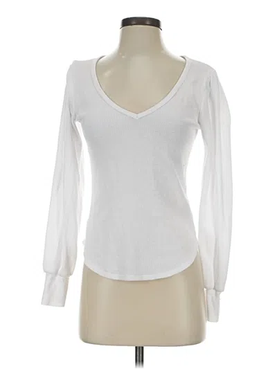 Pre-owned Michael Stars Long Sleeve Top White Sweetheart Neckline Tops