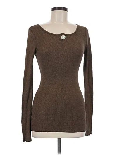 Pre-owned Michael Stars Long Sleeve T-shirt In Brown