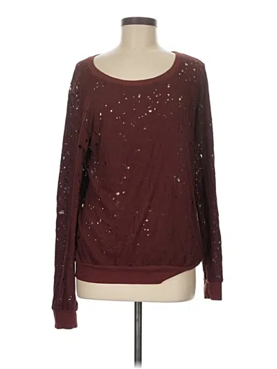 Pre-owned Michael Stars Long Sleeve T-shirt In Burgundy