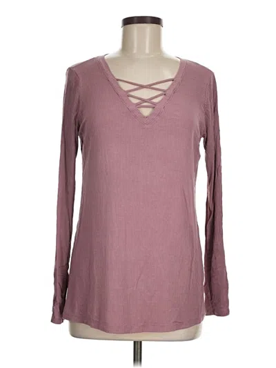 Pre-owned Michael Stars Long Sleeve T-shirt In Burgundy