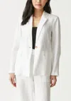 Michael Stars Lottie Linen Long Fit Blazer In White In White