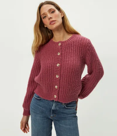 Michael Stars Lumi Crewneck Cardigan In Red