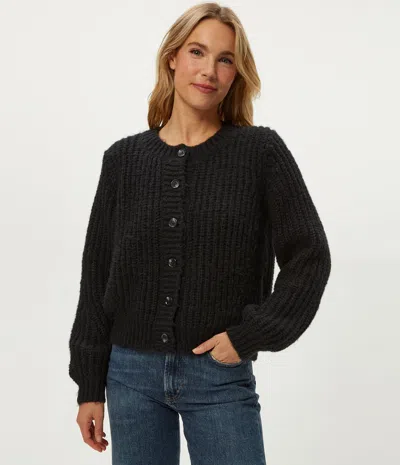 Michael Stars Lumi Crewneck Cardigan In Black