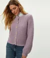 Michael Stars Lumi Crewneck Cardigan In Purple