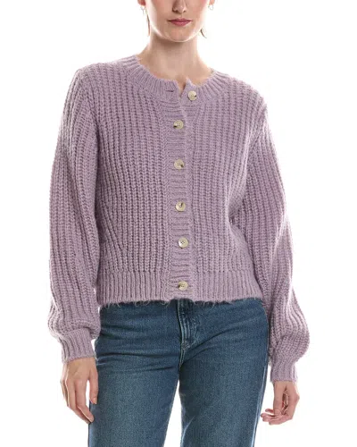 Michael Stars Lumi Crewneck Cardigan In Purple