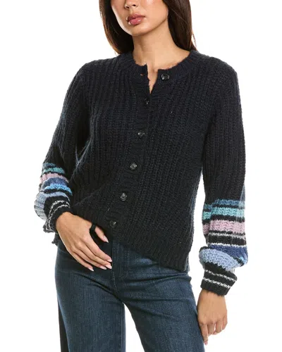 Michael Stars Lumi Striped Crew Cardigan In Metallic