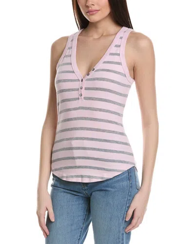 Michael Stars Luna Henley Tank Top In Pink/grey