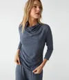 Michael Stars Lynn Cowl Neck Top In Heather Nocturnal