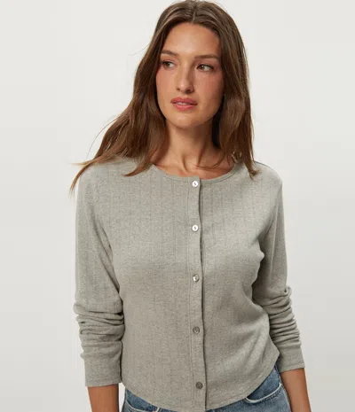 Michael Stars Mackenzie Pointelle Cardigan In Gray