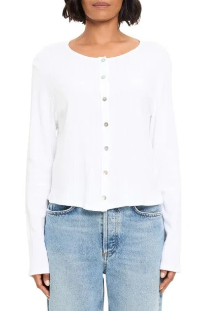 Michael Stars Mackenzie Pointelle Cardigan In White