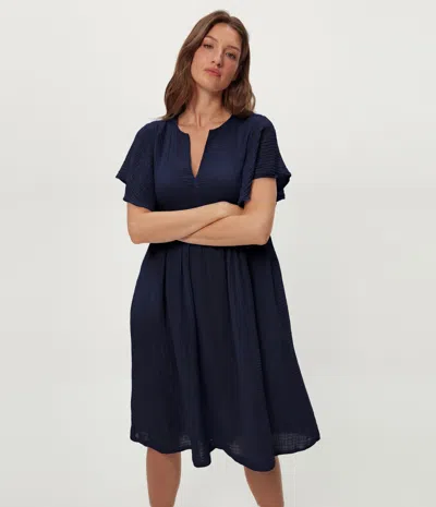 Michael Stars Madeline Flutter Sleeve Dress In Blue
