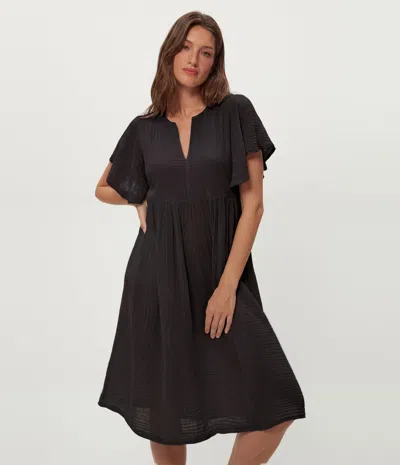 Michael Stars Madeline Flutter Sleeve Dress In Black