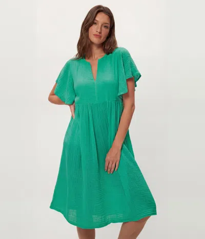 Michael Stars Madeline Flutter Sleeve Dress In Green