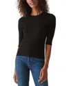 Michael Stars Maeve Elbow Sleeve Crewneck Top In Black